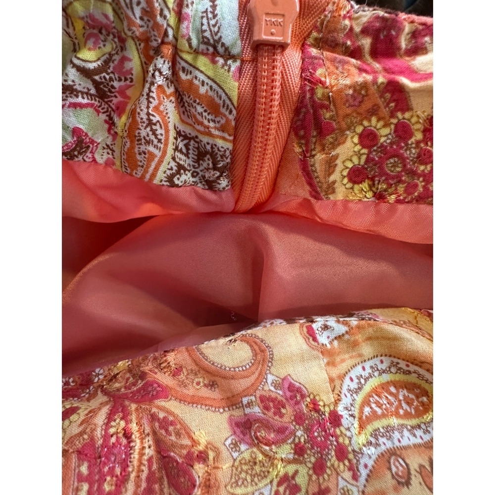CJ Banks Orange Paisley Floral Patchwork Embroidered Midi Skirt Boho Plus Sz 16W - Picture 7 of 12